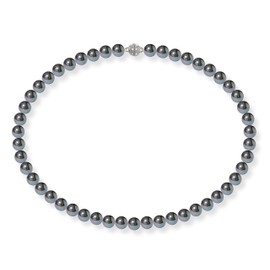 Schmuckwlly sea shell pearl necklace - sea shell pearl necklace chain black with magnet clasp 16.5 inch dmk0014-42 (8mm)