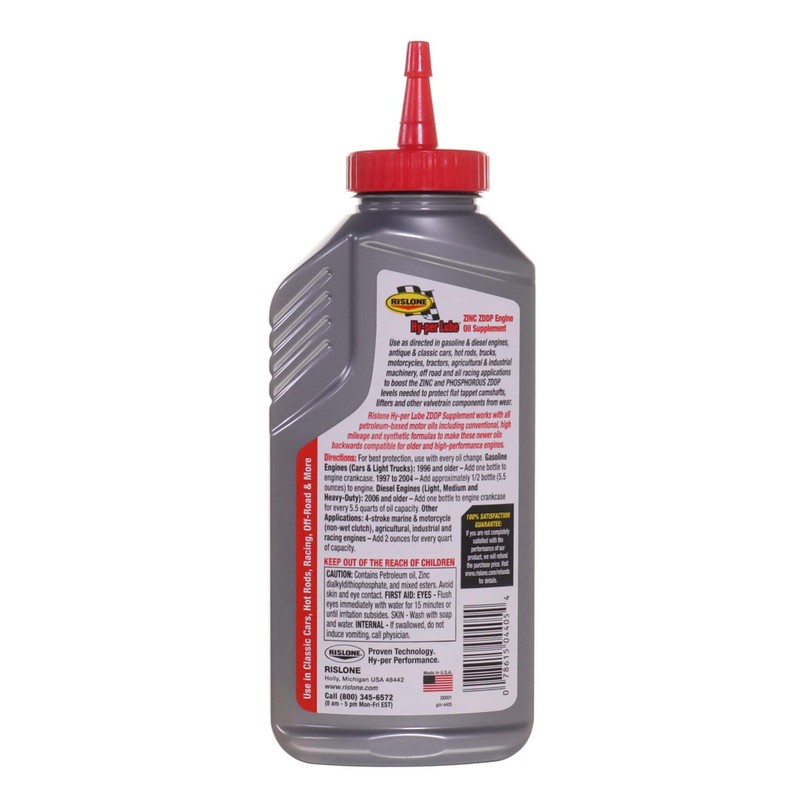 Rislone 4405-6PK Hy-per Lube Zinc ZDDP Supplement, 11 oz, 6-Pack