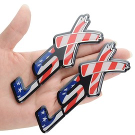 dgea Chrome Red LSX Fender Emblem Decal Badge Nameplate Letter 3D Raised Strong Adhesive Fit for 1500 2500 3500 (US Flag)