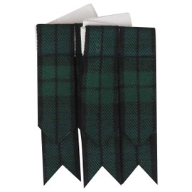 Scottish Traditional Kilt Hose Flashes - Men's Tartan Kilt Socks Flashes with Heavy Buckle Adjusters (US, Alpha, One Size, Regular, Regular, Black Watch)