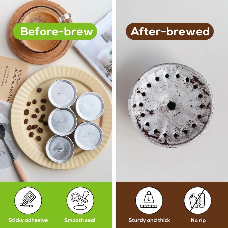 RECAPS Aluminum Foils Lids Seals to Reuse Coffee Pods Reusable