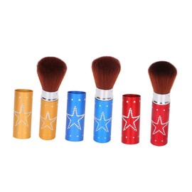 Mikinona 3-piece Retractable Makeup Brush Set Portable Blush Brush for Women Nylon Fiber Random Color