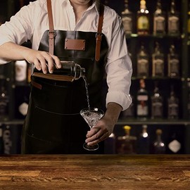 Theodore Extra Large Black Leather Apron - Cross Back Leather Apron for Men With Brown Leather Straps - Personalization With Snap On Patch - Apron With Pockets - Fits XL and XXL