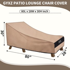 GYXZ Waterproof Patio Lounge Chair Cover 2 Packs Outdoor Durable Chaise Lounge Covers - 80L x 28W x 30H inch, Khaki