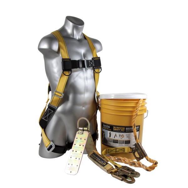 Guardian 00815 BOS-T50 Bucket of Safe-Tie - 5 Gallon Bucket, 50 ft. Vertical Lifeline Assembly, 5 Temper Reusable Anchor, Safety Harness Kit