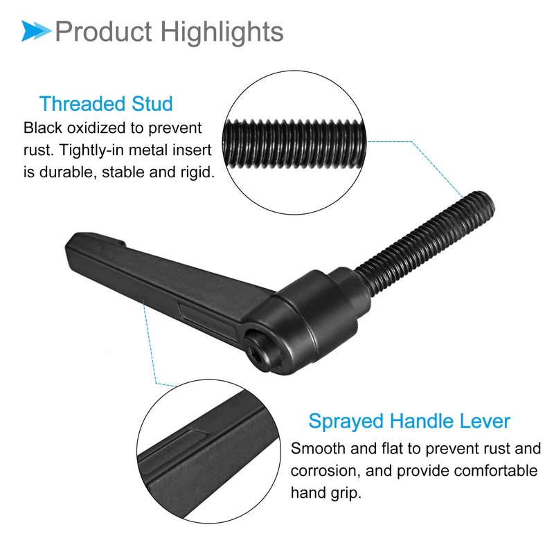 CoCud Clamp Lever Handle M8 x 40mm Male Thread Adjustable