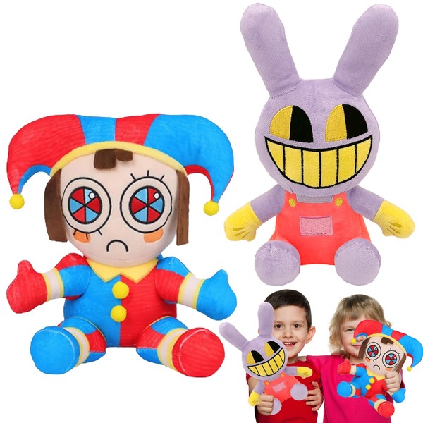 The Amazing Digital Circus Plush Toys, Pack of 2 Pomni and Jax Plushies Toy, Circus Joker Plush Toy, The Digital Circus Plush Toy, Suitable for Collecting Animation Enthusiasts, Decoration of Rooms