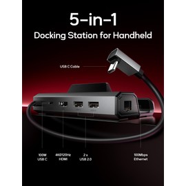 JSAUX Upgraded Docking Station 4K@120Hz for Steam Deck OLED/ROG Ally X/Legion Go/MSI Claw, 5-in-1 Steam Deck Dock with HDMI 2.1, 100Mbps Ethernet, USB 2.0 and 100W Charge for Steam Deck LCD-HB0602