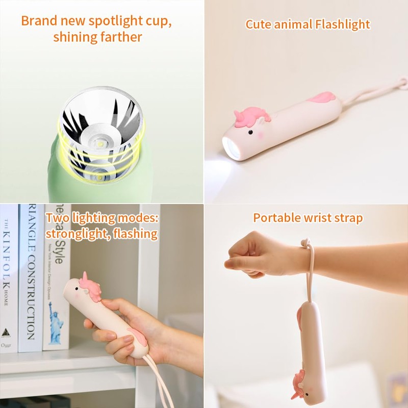 YZYOE New Rechargeable Unicorns LED Flashlight, Cute Animal Shaped Silicone
