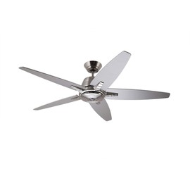 Luminance CF500SBS Kathy Ireland Home Euclid Ceiling Fan with 4-Speed Wall Control | Light Kit Adaptable | 56 Inch Modern Fixture with 4 Reversible Blades, Brushed Steel