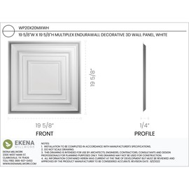 Ekena Millwork WP20X20MXWH-CASE-20 19 5/8"W x 19 5/8"H Multiplex EnduraWall Decorative 3D Wall Panel Covers 53.49 Sq. Ft. (20/PK)