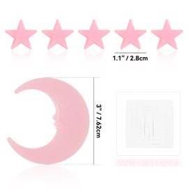 100 Stars and 1 Moon Glow in The Dark Luminous Fluorescent 3D Plastic Glow Stars Moon for Ceiling, Glowing Wall Stickers Create a Realistic Starry Sky, Room Decorations (Pink)
