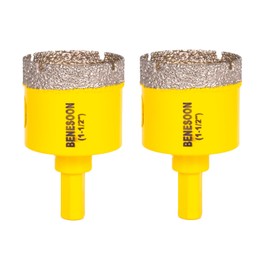 BENESOON Diamond Hole Saw for Glass Ceramic Tile Granite Marble Porcelain Brick Stone, Diamond Core Drill Bits, Triangle Shank, 1-1/2 Inch 2PCS