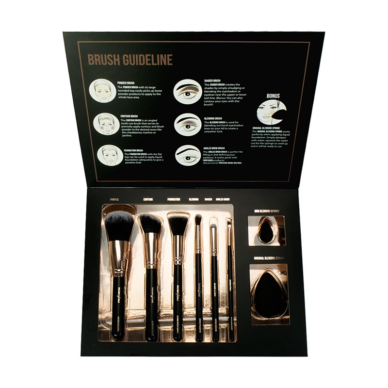 Profusion Cosmetics Professional Brush Vault 8 Piece Makeup Brush +