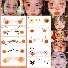 Halloween Kids Tattoo Stickers: Cute Ghost & Little Devil Face Decals 6*14/Halloween B (10 different designs) 50ea