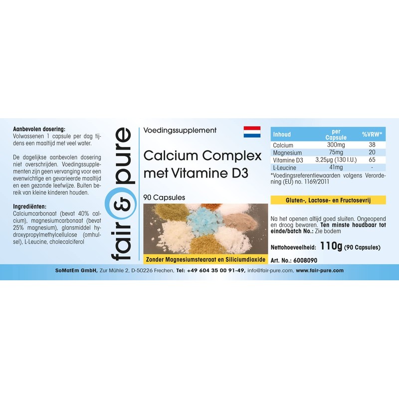 Calcium Complex with Vitamin D3 and Magnesium 90 Capsules For