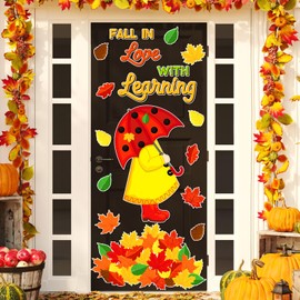 Containlol Fall Bulletin Board Decorations Autumn Maple Leaf Paper Cutouts Fall in Love with Learning Classroom Door Decorations for Thanksgiving Party Supplies School Chalkboard Wall Home