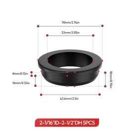 GAGIRA 5Pcs 2-1/16"ID, 2-1/2"Drill Hole Black Rubber Grommets, Top Hat Grommet Rubber Hole Plugs for Protecting Wires Cable