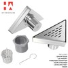 Hydroware Triangle Shower Drain - Stainless Steel Triangular Shower Floor
