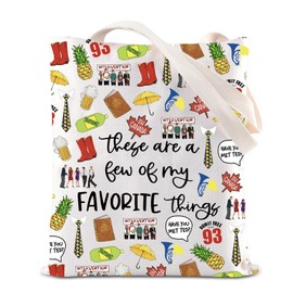 HIMYM Inspired Gift Bag with Yellow Umbrella Mother Blue French Horn Tote Bag Met Your Mom TV Show Romantic Gift Met Mother, Medium, White, M, carry bag