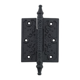 Renovators Supply Manufacturing Black Cabinet Hinge For Cabinet Door 5-3/4 In. Wrought Iron Butt Hinge Victorian Steeple Tip Rust Resistant Flush Mount Hinges With Mounting Hardware