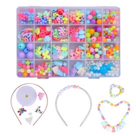 QH-Shop Kids Beads,DIY Bead Colorful Plastic 24 Compartments Bracelets Making Bead Art Kit in PVC Box as Gift for Children Girls 700 pieces