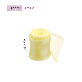 sourcing map 40mm Wide Sparkly Sheer Wired Organza Ribbon Pastel Shimmer Iridescent Chiffon Ribbons 2.7m Yellow for Gift Wrapping Bouquet Wedding Bows