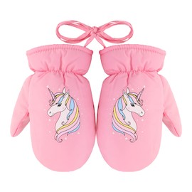 QKURT Children's Ski Gloves, Winter Windproof Snow Mittens, Heat Insulating Mittens Girls Boys Cold Weather Mittens for 3 - 5