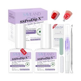 SAVILAND Dip Powder Remover Kit 2Pcs: 15ml Gentle & Safe Dip Nail Remover With Cuticle Oil Nail File Tools No Soak or Wrapping Removal Easy Remove at Home Gift For Women