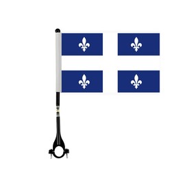 Quebec Miniature Bike Flag Set,8x5 Inch QC-Province Small Bicycle Flag With 11 Inch Black Flagpole