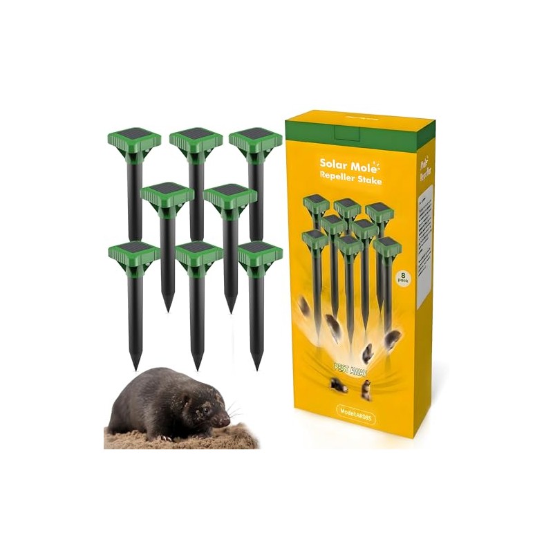 2026 Upgrade Mole Repellent Solar Powered, Vibrating Solar Mole Repellent