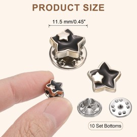 QUARKZMAN 10 Sets Brooch Buttons, 11.5 mm No Sew Buttons Pins Removable Brooch Anti-Exposure Fixed Cover Buttons Pins for Clothing, Waist, Coat, DIY Crafts (Black)