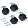 Emuca - Pack of 4 black swivel castors for furniture