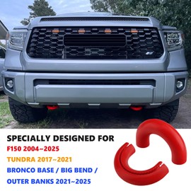 TECHPICCO Tow Hooks Covers for Ford F150 2004-2025 Bronco Base/Big Bend/Outer Banks 2021-2025 Compatible with Toyota Tundra Accessories 2017-2021 (Red)