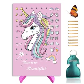 RORANIC Unicorn Earring Holder for Girls,Earrings Organizer Jewelry Display Stand,Earring Rack with DIY Wood Dowels for Earrings Necklaces Bracelets and Rings (Rainbow Unicorn)