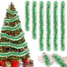 Tutukyle Tinsel Garland Christmas Green, Shiny Tinsel Christmas Tree, Tinsel Gold Garland Christmas Decoration Christmas Decoration Tinsel Garland for Curtains, Room Party, Christmas Party