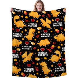 Chicken Nugget Blanket,Ultra Soft Dino Nugget Flannel Blanket for Kids,Fuzzy Fleece Funny Food Ketchup Blanket for Couch Sofa Camping,Novelty Gift for Boys Girls,40"x50"