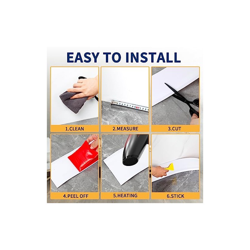 Flexible Baseboard Molding Trim 4 Inch Self-Adhesive Vinyl Wall Base
