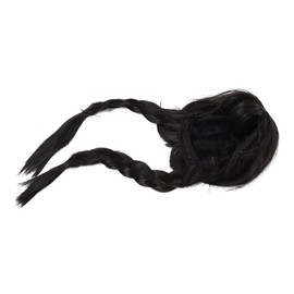 Black Long Double Braid Wig Synthetic Simulated Scalp Heat Resistant Adjustable Cosplay Braided Wig with Bangs