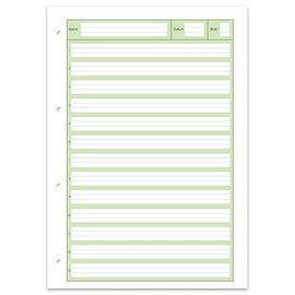 Staufen Green Worksheet Pad - DIN A4, Ruling 1 (5/5/5 mm Lined, Coloured Lined Ruling), 2 Pads Each 50 Sheets, 4 Hole Punches, 80 g/m² Recycled Paper