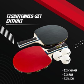 Goldfit Table Tennis Bat Professional Table Tennis Set with Protective Cover and 3 Balls Professional Quality for All Playing Levels