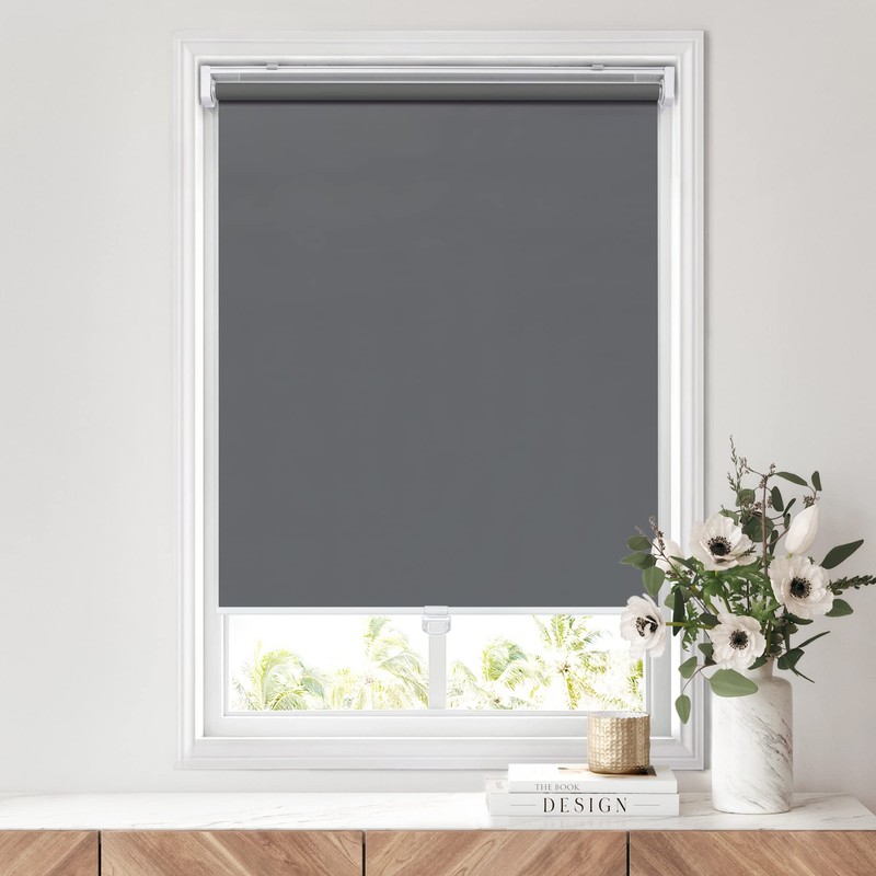 LazBlinds No Tools No Drill Cordless Roller Shades, 100% Blackout