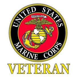 USMC Veteran Logo Clear Vinyl Decal, 3" x 4 1/4" Size, 1 Pack