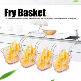 4Pcs Stainless Steel Frying Net Basket flexible design Cooking Strainer for French Fries Food Kitchen Tool(Rose gold)