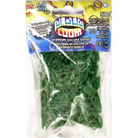 Rainbow Loom® Alpha Bands For ALPHA LOOM: Dark Green Rubber Bands with 24 C-Clips (500 Count)