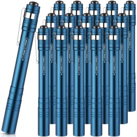 Rossesay 15 Pack Christmas Mini Pen Flashlights Bulk Gifts LED Pen Lights Aluminum Pocket Flashlights with Clips Small Handheld Torches for Men Camping Hiking Emergency Outdoor (Blue)