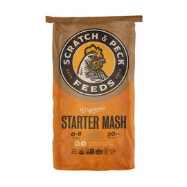 Scratch and Peck Feeds Whole Grain Starter Mash Chicken and Duck Feed - 40 lbs Bag - Corn-Free and Soy-Free - 20.5% Protein, Certified Organic and Non-GMO Project Verified Chicken Food