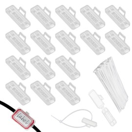 RHQFDM Pack of 60 Cable Labels, Transparent Cable Labelling Clip, Waterproof Cable Labels, Detection Box with 60 Nylon Cable Ties, for Labelling and Sorting Cables of All Types (3010)
