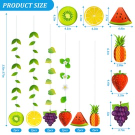 SONGTIY 12PCS Fruit Banner, Summer 3D Fruit Decorations Garland, Twotti Frutti Hanging Backdrop Decora for Themed Birthday Baby Shower Party Supplies
