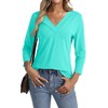 TICTICMISS V Neck T Shirts for Women 3/4 Length Sleeve